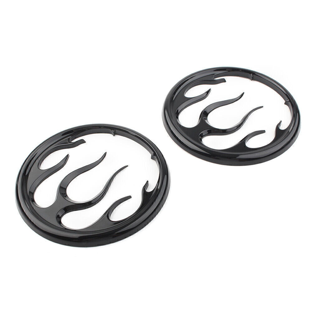 Black Flame Speaker Grill Accent Trim Cover for Harley Electra Street Glide Tri