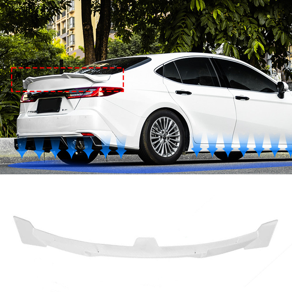 for Camry 2025 2026 White ABS Rear Trunk Spoiler Boot Wing Trim n