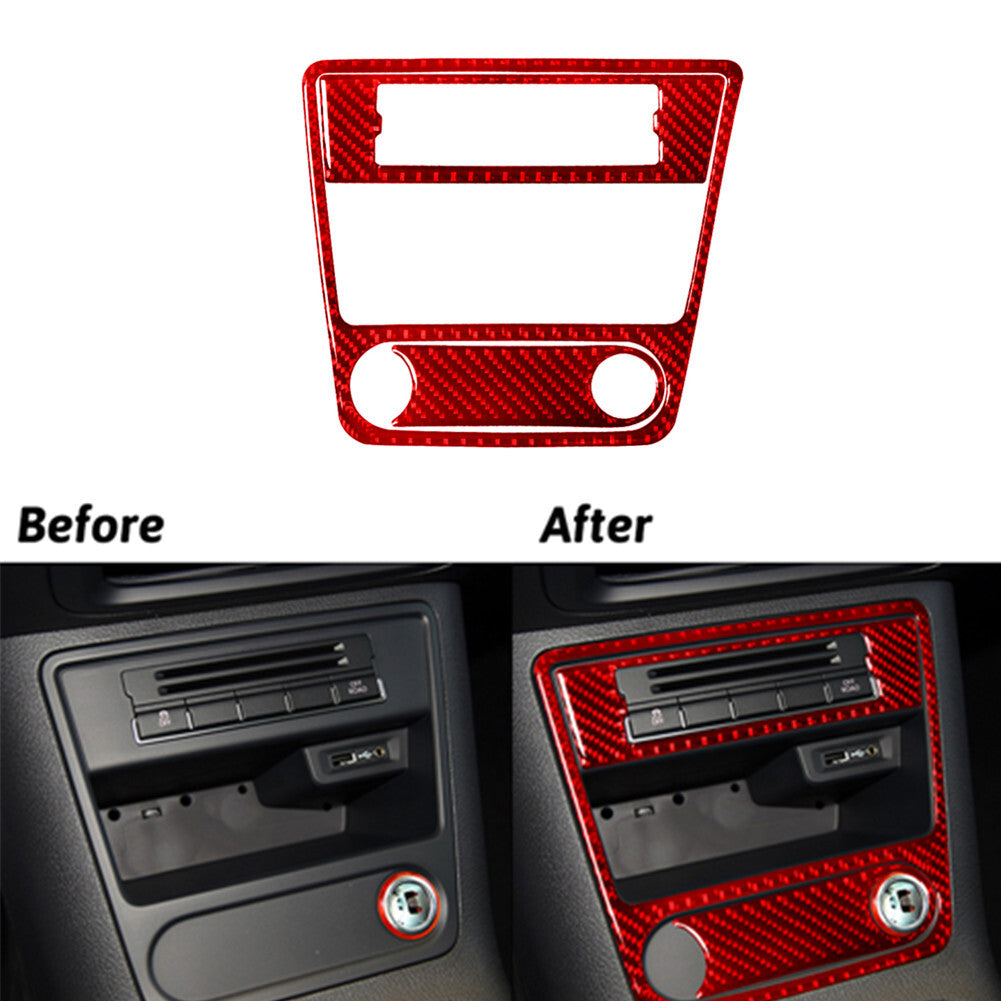3X Red Carbon Fiber Center Console Trim for Volkswagen for Tiguan 2013-2017