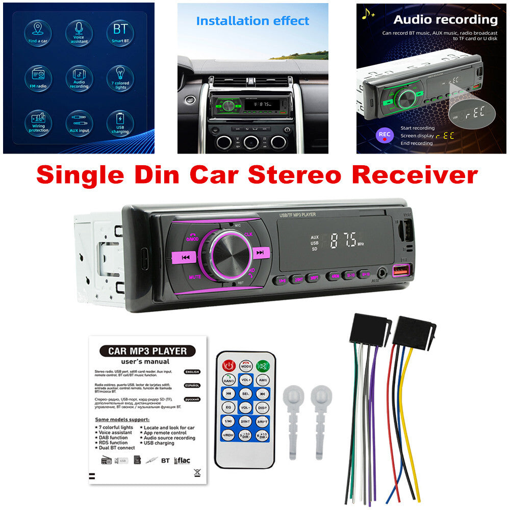 Car stereo receiver, radio auxiliary USB MP3 player, Bluetooth audio hands- calling - n