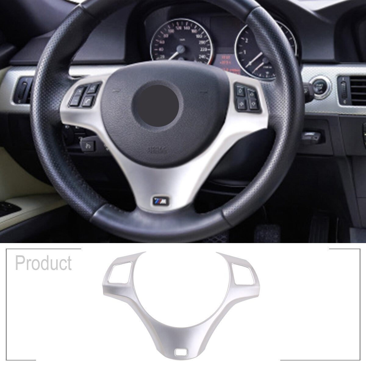 Chrome steering wheel cover suitable for 2005-2012 3 E90 E92 E93- n