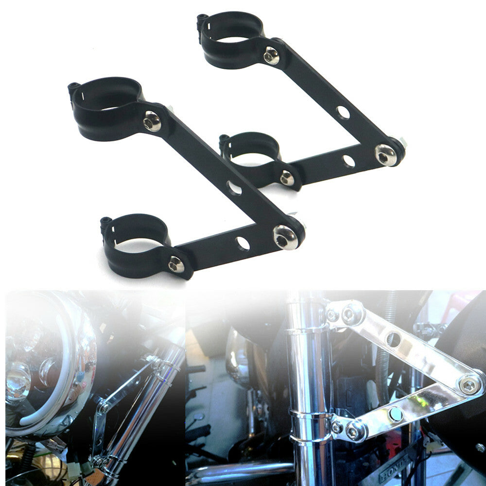 Motorcycle 39mm Black Metal Adjustable Headlight Indicator Mounting Fork Bracket Q