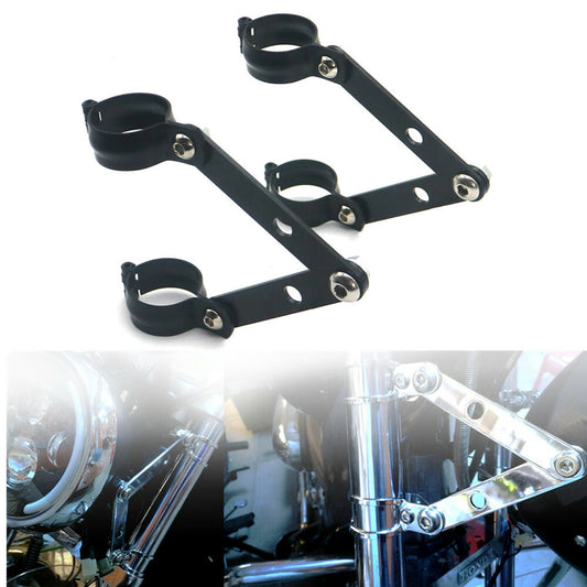 Motorcycle 39mm Black Metal Adjustable Headlight Indicator Mounting Fork Bracket Q