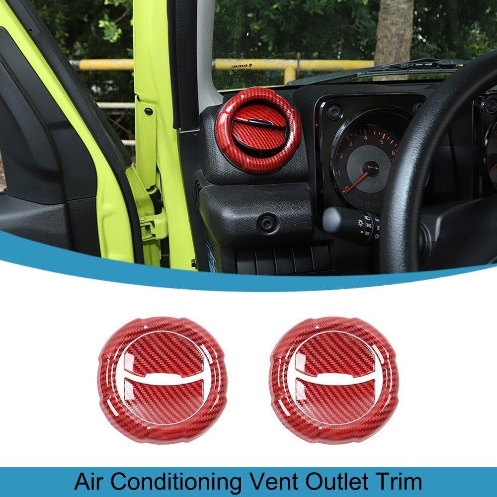 6PCS Red Carbon Fiber Air Condition Vent Outlet Cover for Suzuki for Jimny 2019-2023