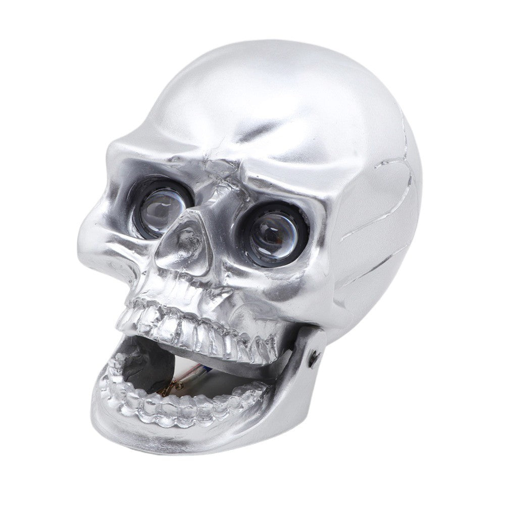 Motorcycle Silver LED Skull Headlight Lamp for Harley Choppers Cruiser Custom Q