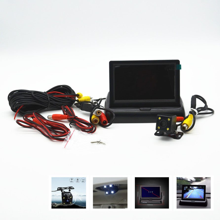 Car 4.3 LCD Foldable LCD Monitor LED Reversing Parking Reversing Camera