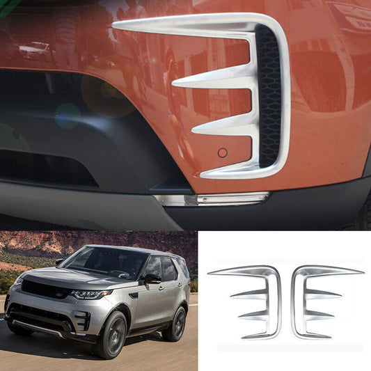 For LR Discovery 5 2017-25 Matt Silver Front Fog Light Lamp Grille Cover Trim 2X
