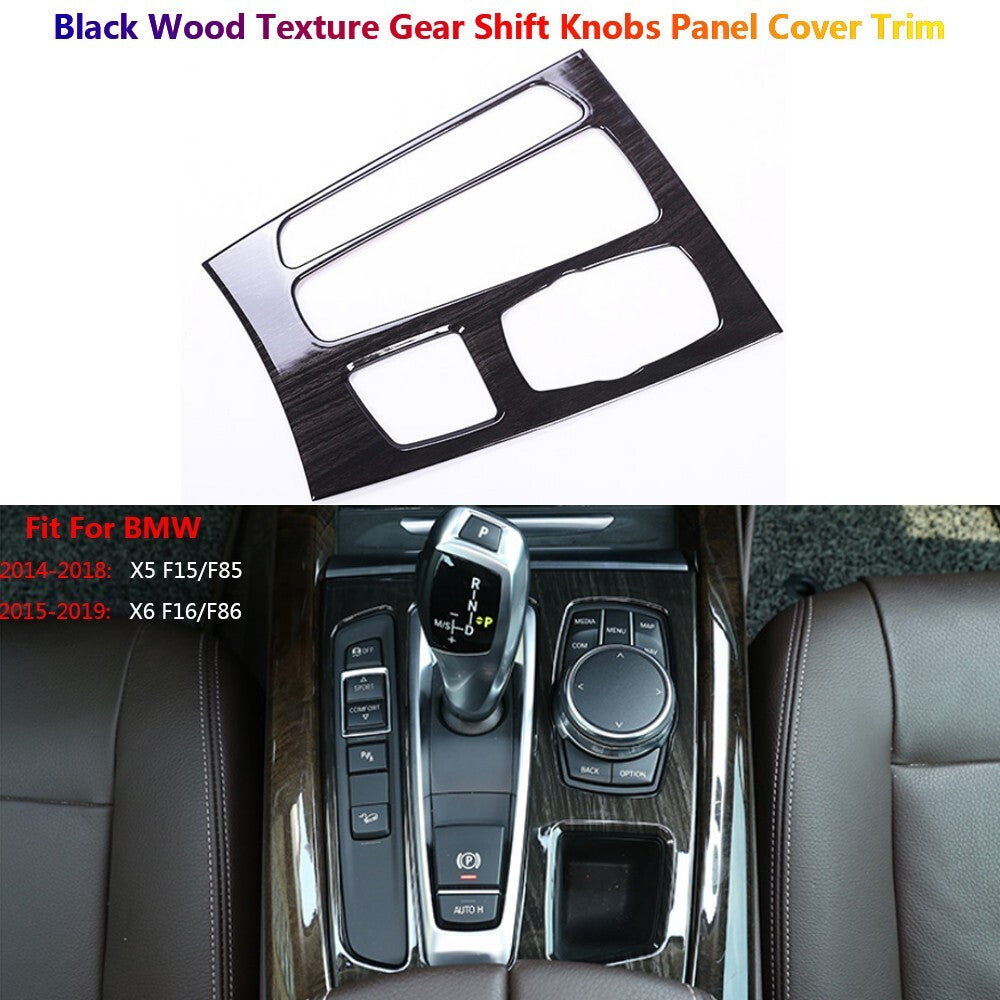 Black Wood for BMW X5 X6 F15 F16 Car Center Console Gear Shift Panel Cover Trim