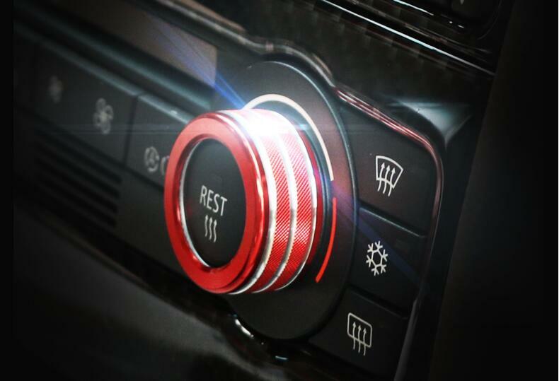 Red Aluminum Console AC Knob Ring Cover Trim Fit for BMW 3-Series E90 2005-2012
