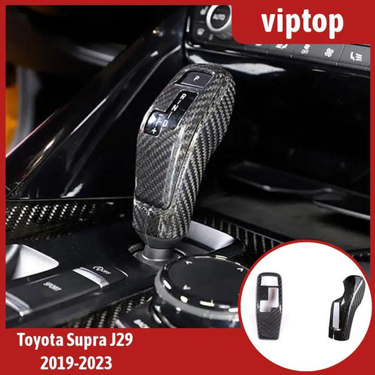 2x Gear Shifter Lever Head Cover Trim real carbon fibre for Toyota Supra 19-23