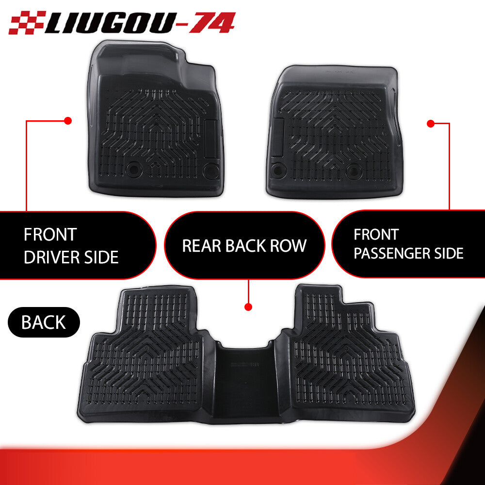 3 Piece Floor Mat Liner Set 2 Row All Weather Black Fits 2021 - 2023 for Rogue - v