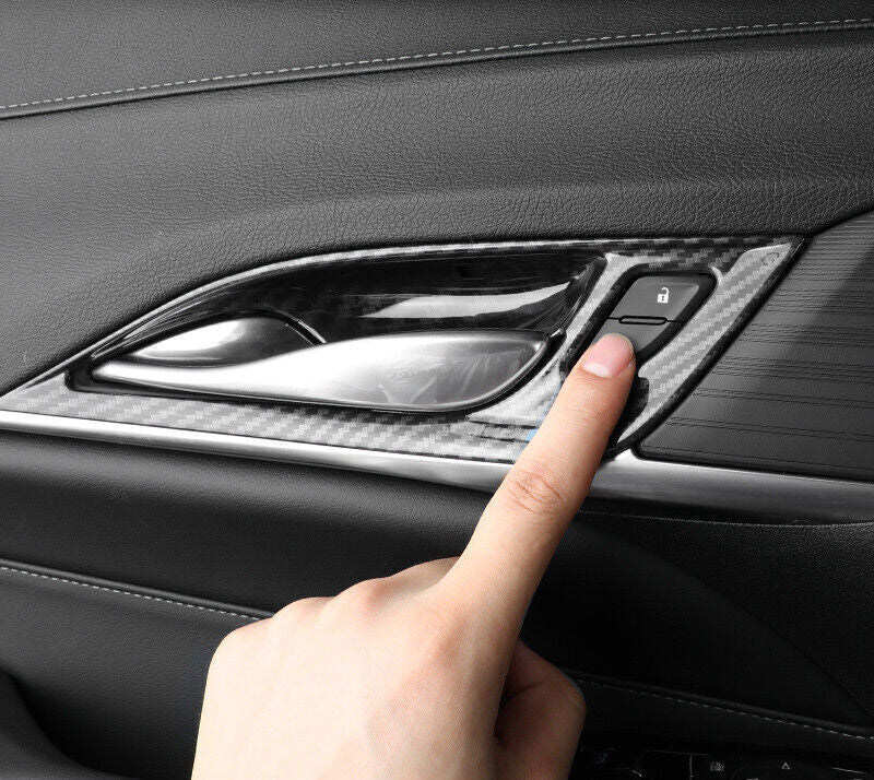 Inner Door Handle Bowl Frame Trim 4P ABS Carbon Fiber for Cadillac CT4 2020-2024