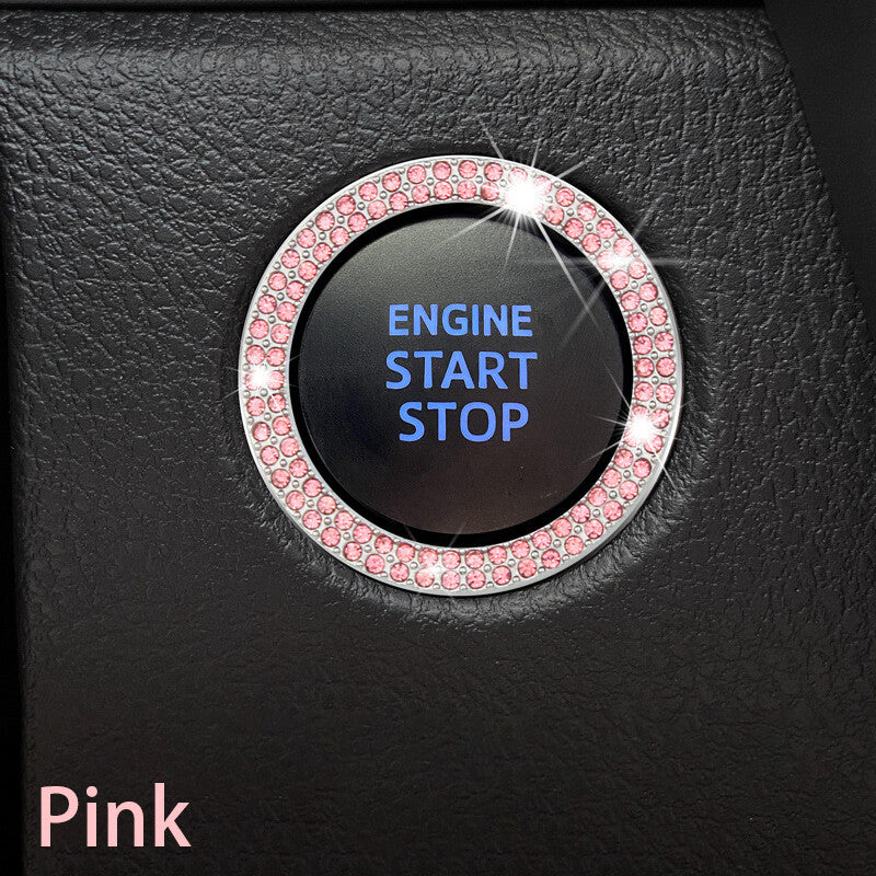1Pc Car Bling Crystal Rhinestone Engine Start Ring Decals Car Interior Accessory