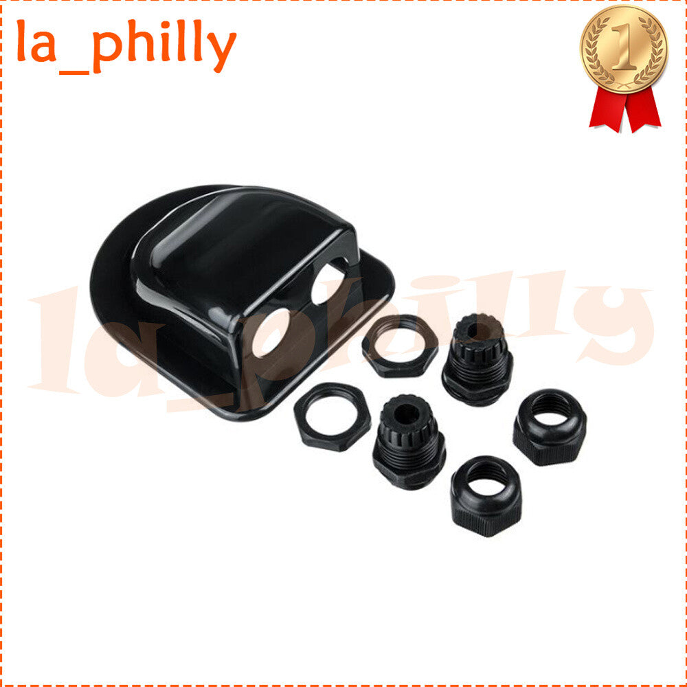 For RV Yacht Camper Caravan Boat Solar Panel Roof Wire Entry Double Hole | Black Q