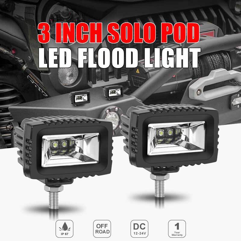 2X 3inch White LED Work Light Bar Cube Pods Flood Driving Fog Lamp Offroad Truck