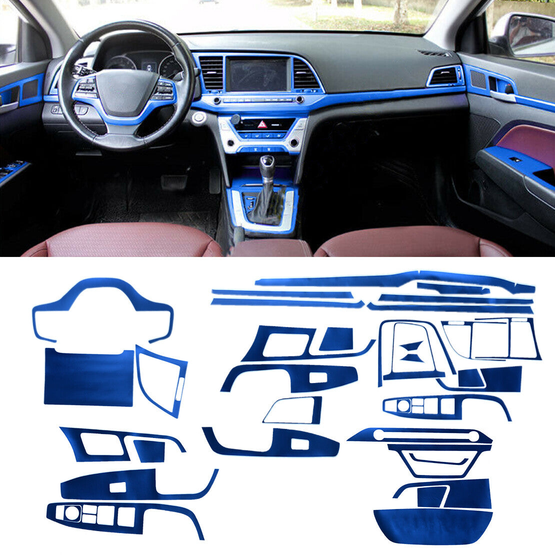 Ice Blue Interior 3D Film Kit Sticker Fits for Hyundai for Elantra 2017 - 2020 v