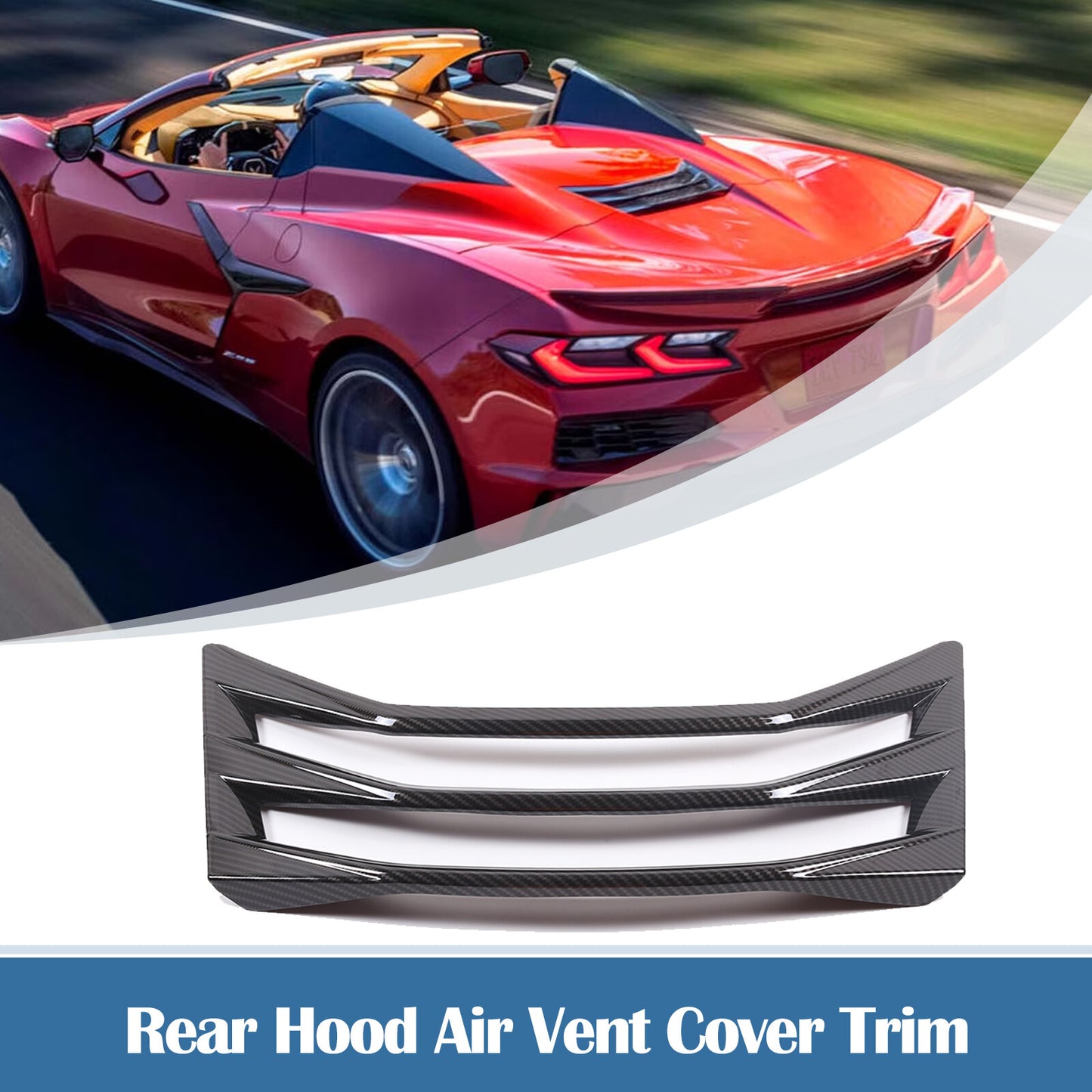 Carbon ABS rear hatch vent decorative spoon for C8 for Corvette Z06 Z51 convertible