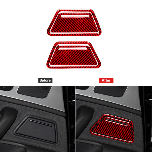 Red carbon fiber ashtray rear door trim for Audi A6 A7 2012-2018