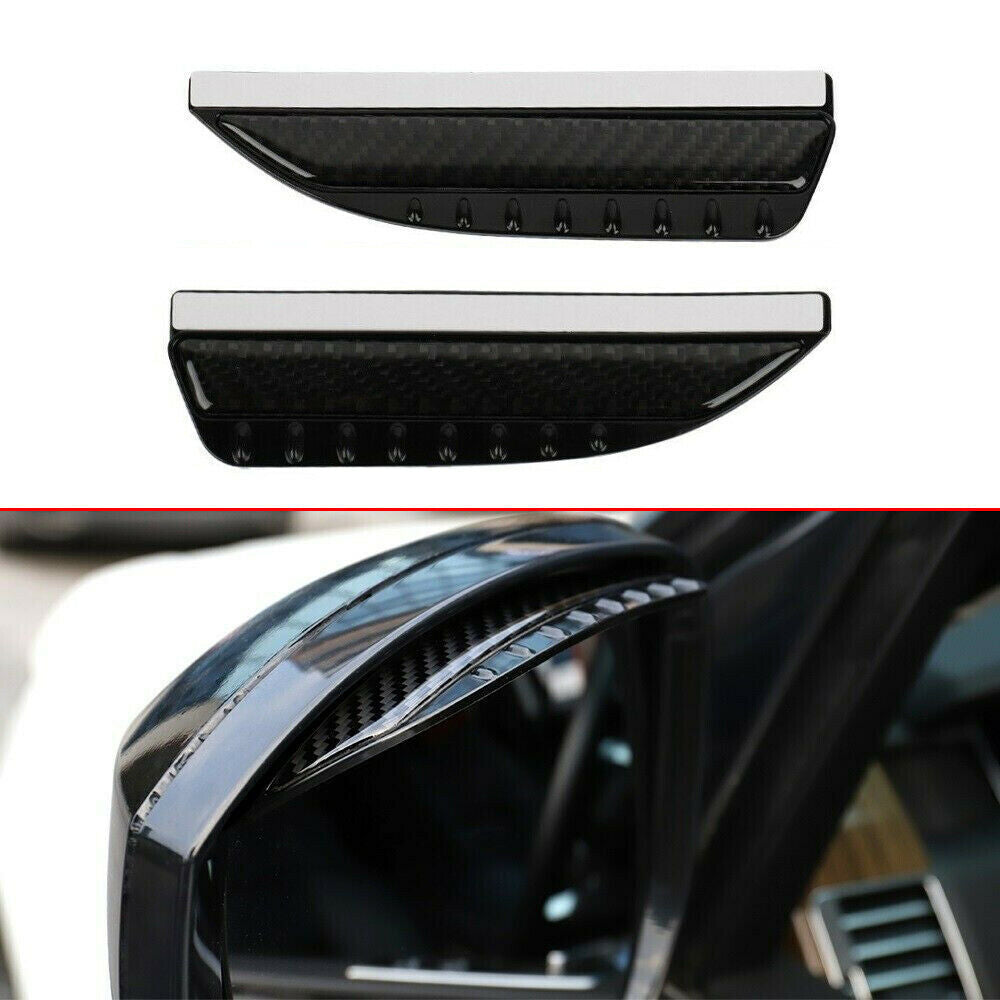 2x Real Carbon Fiber Black Mirror Rain Visor Protector for SUV Car Auto Accessories