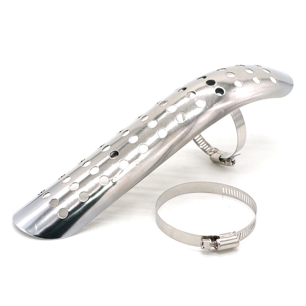 Universal Silver Motorcycle Exhaust Muffler Pipe Heat Shield Cover Heel Guard Q