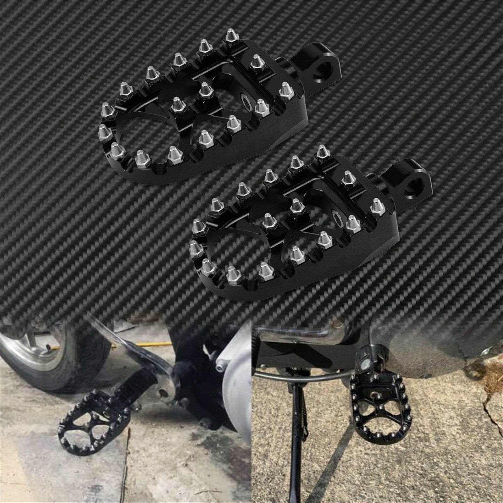 Black Wide Fat Foot Peg + Nails Shifter Peg Fit for Harley Sportster 883 Dyna