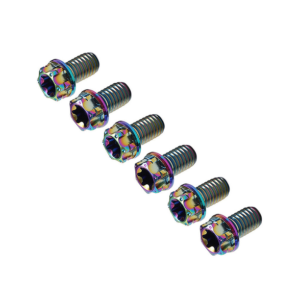 6pcs Bolts Torx Head Flange Screws M10x20mm Rainbow For Motorcycle Bike