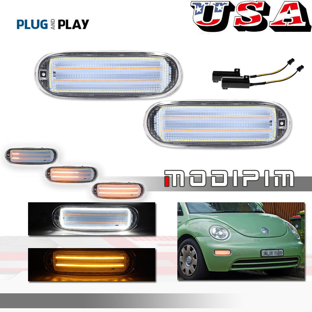 Clear Switch LED Turn Signal Light Kit for 1998 - 2005 for VW Beetle Front LH and RH - v
