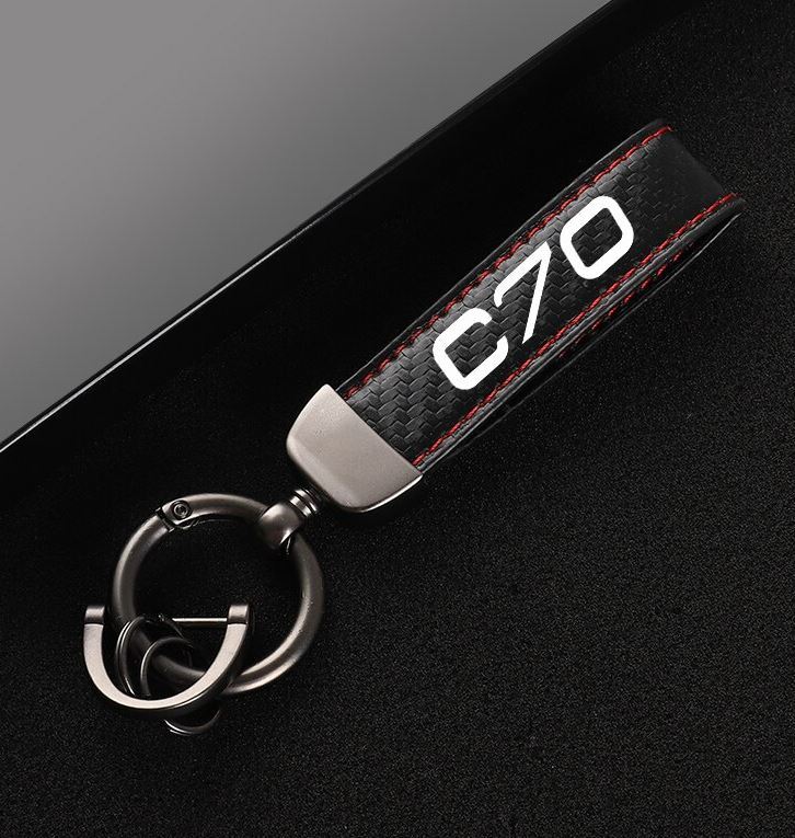Suitable for C70 car keychains, key rings, key fobs, car accessories, black and red