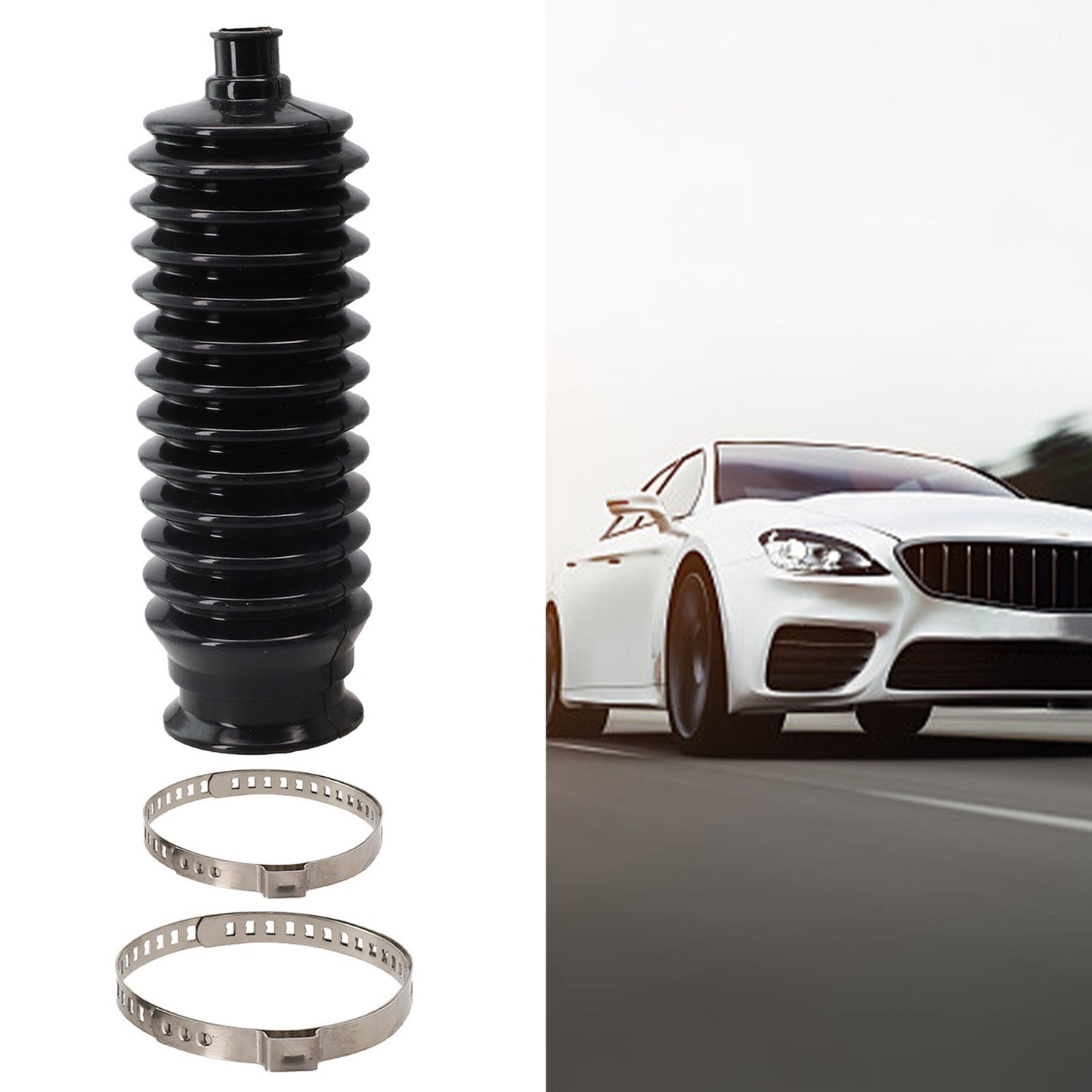 Steering Rack Boot Gaiter and Pinion Boot Kit in Black Silicone