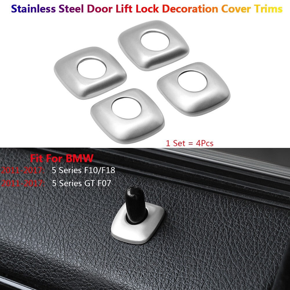 4Pcs Stainless Steel for BMW 5 Series F10 F07 Car Inner Door Lock Pin Cover Trim