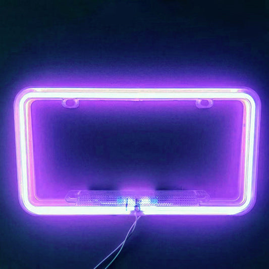 12V Universal Purple Car SUV Neon License Plate Frame Front Rear Tag Cover Q