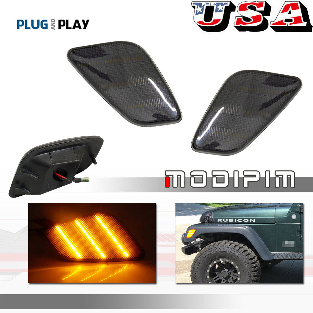 Two smoke amber front fender side marker parking lights for the 1997-06 for Jeep for Wrangler .
