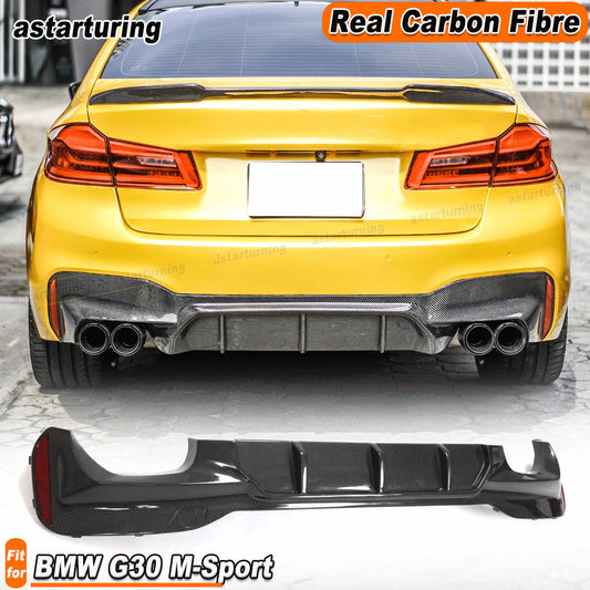 for BMW G30 540i M550 M Sport 17-23 Real Carbon Rear Bumper Diffuser Spoiler Lip