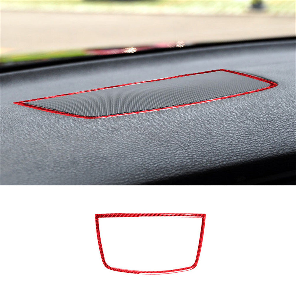 Red Carbon Fiber Dash Speaker Frame Cover for BMW X5 E70 X6 E71 2008-13