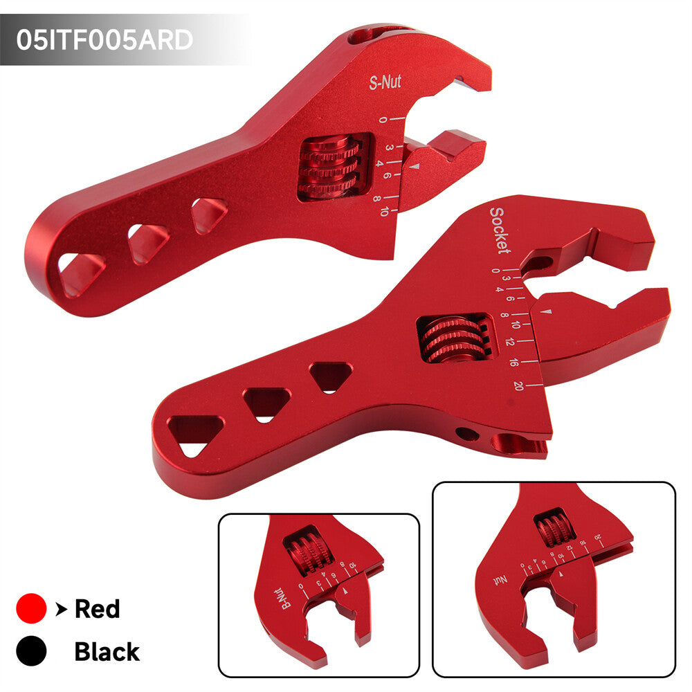 Adjustable AN Fitting Wrench 3-20AN  3-10AN Red Anodized Short Tools Spanner