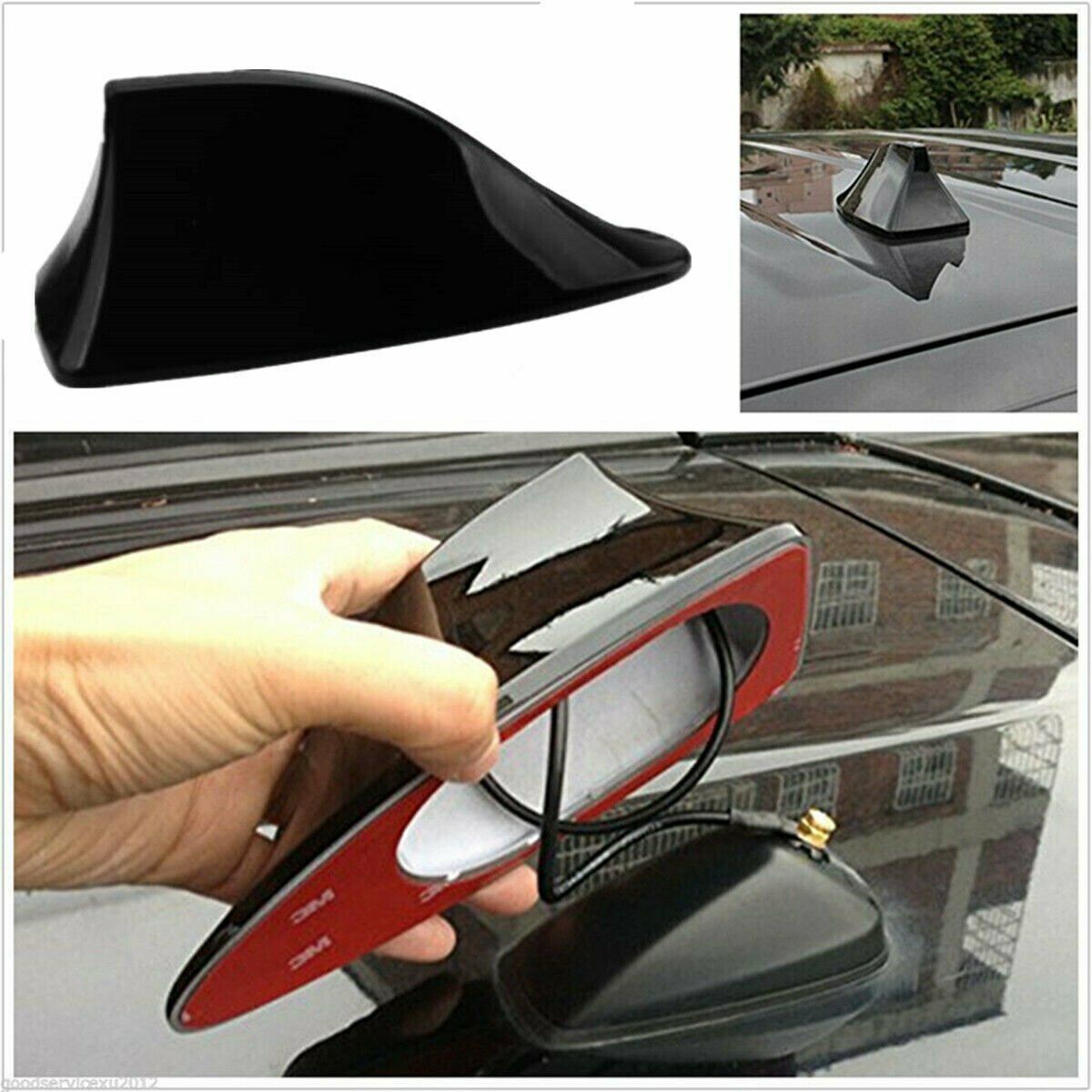 Universal BLACK Shark Fin Car Roof Antenna Radio FM/AM Signal Aerial Accessories