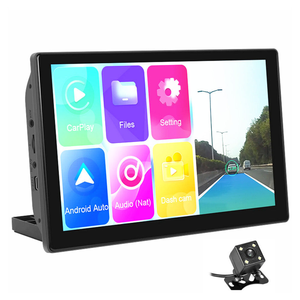 9in Portable Car Stereo Radio Multimedia Player For Carplay Android Auto W/Cam