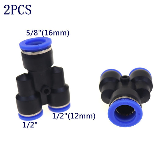 2-piece pneumatic reduction Y-type combined air push type 3-way connector pipe OD 5/8 to 1/2