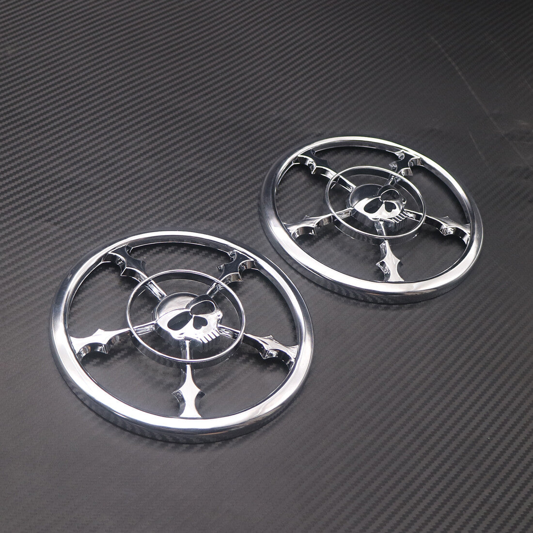 Chrome Skull Speaker Trim Grill Cover for Harley Touring Street Glide 2014-2017 Q