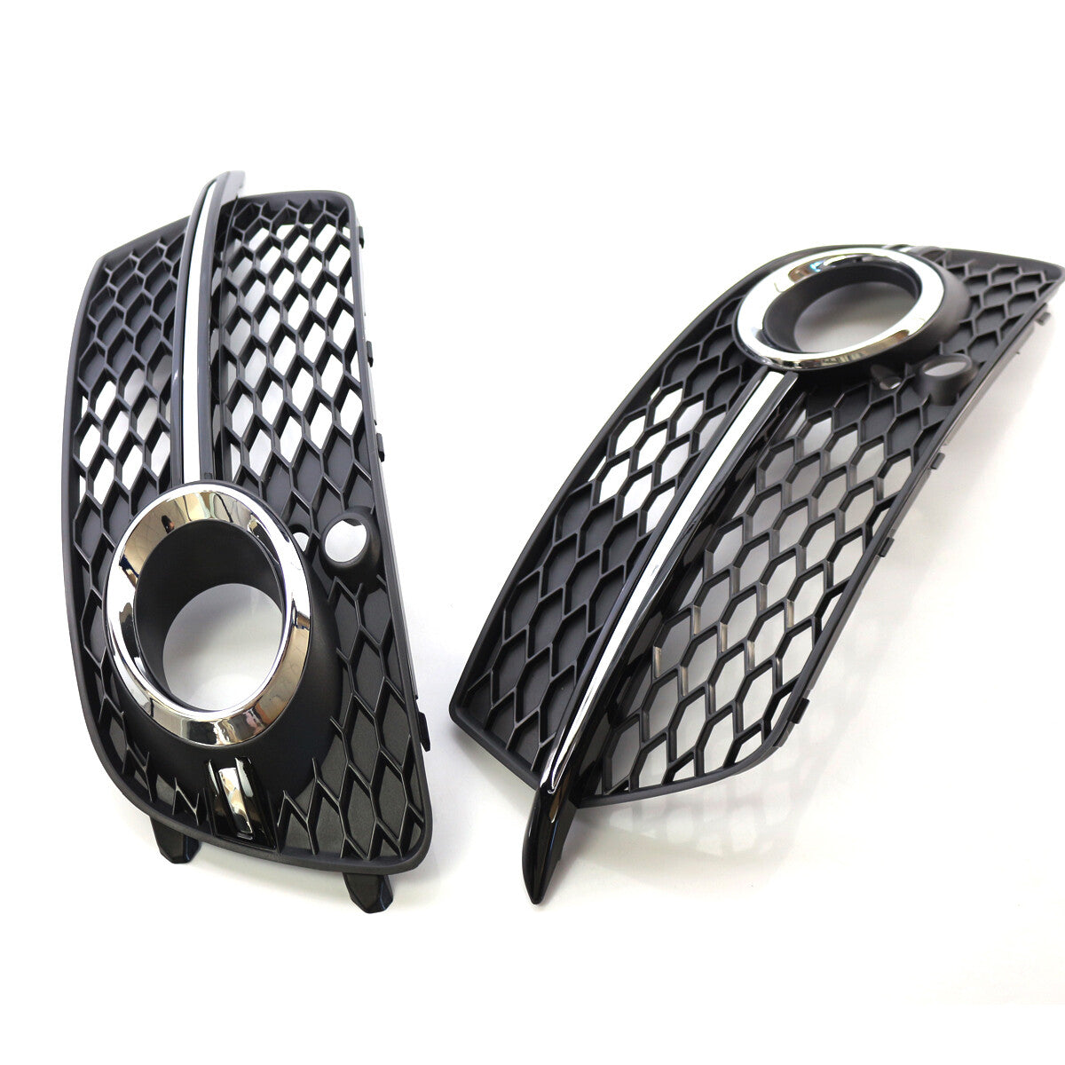 Two front bumper grille fog light cover trims for 2013-2017 for Audi Q5 Sport S Series.