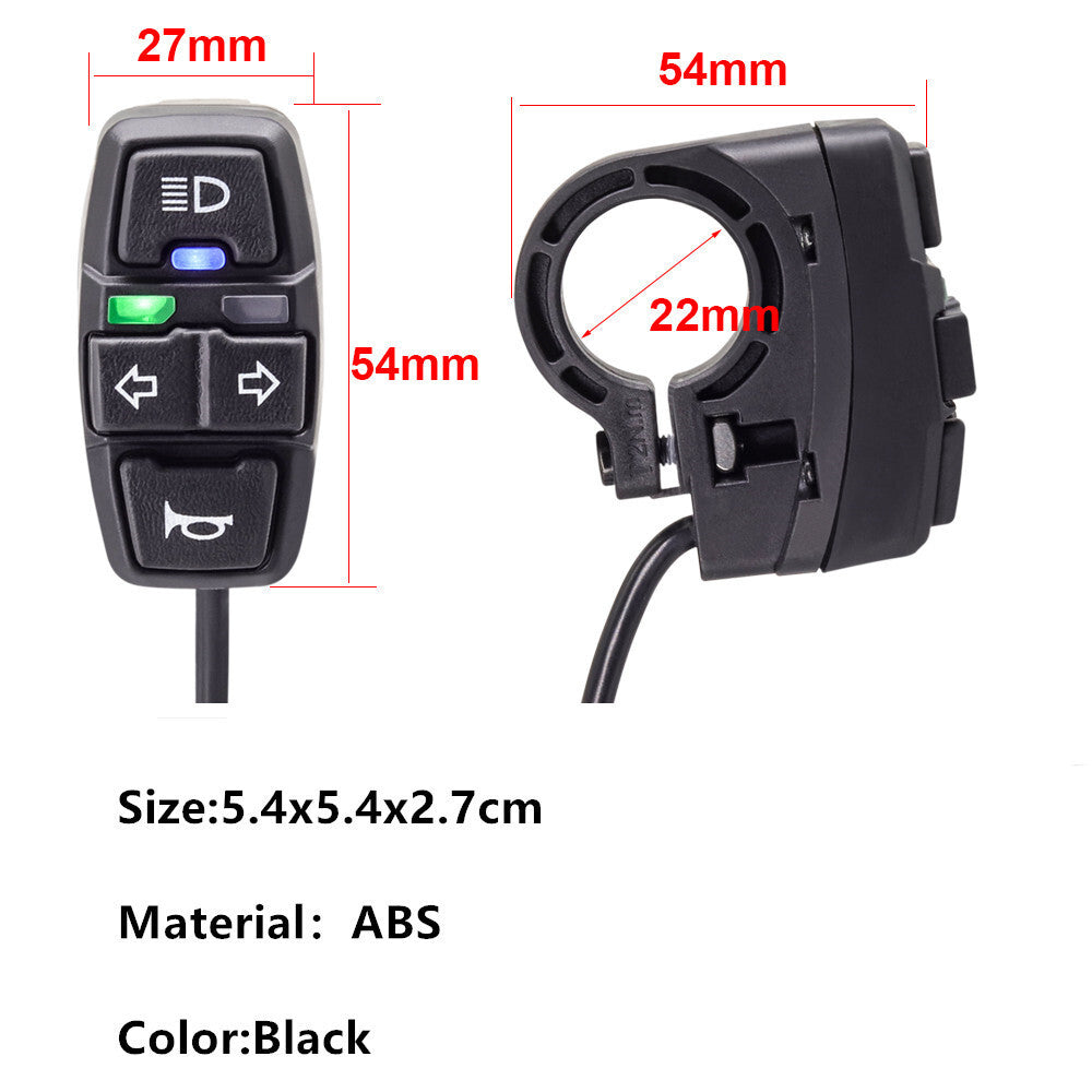 Headlight Turn Signal Horn Switch Button For Motorcycle Scooter Handlebar Mount