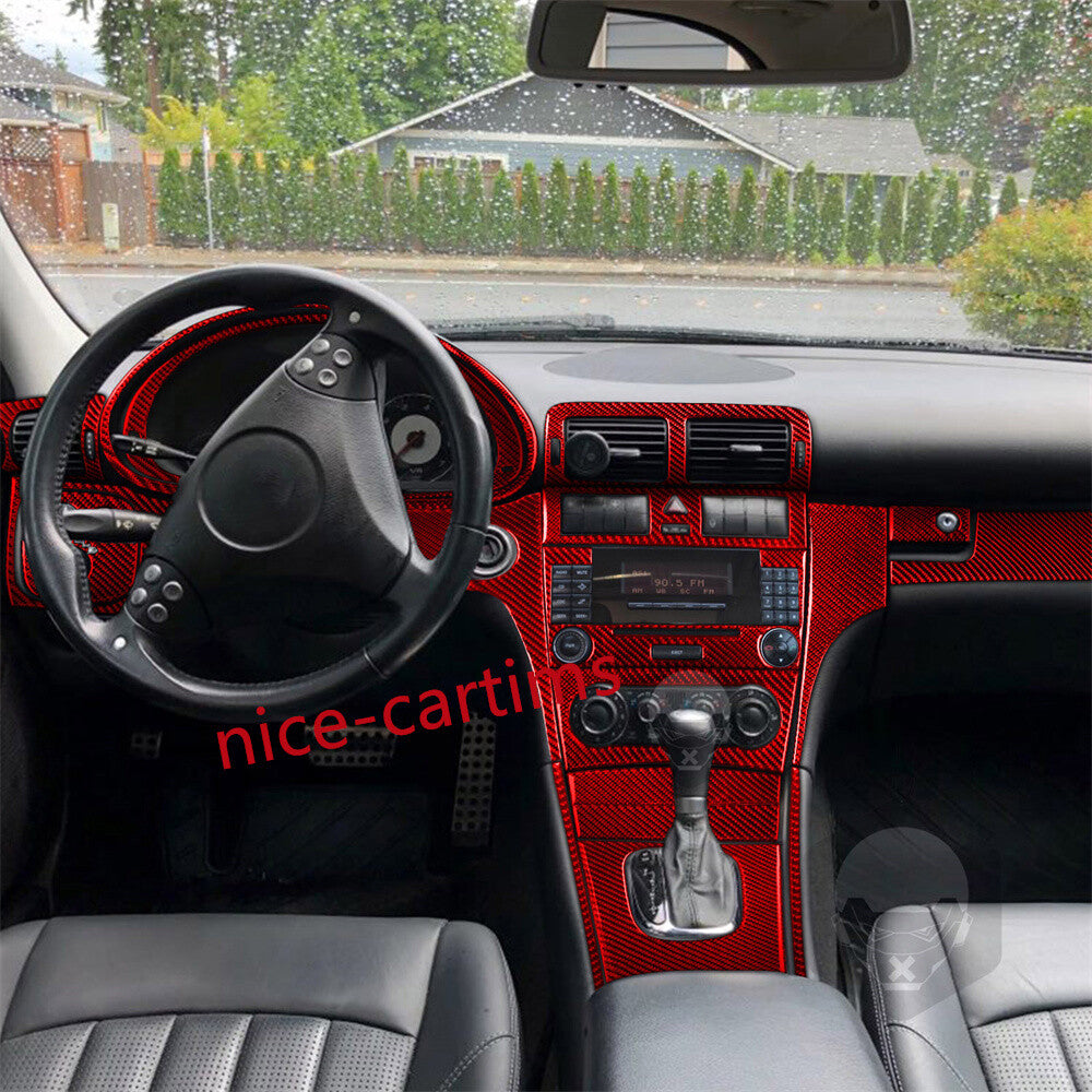 44¡Á Red Carbon Fiber Interior Full Set Trim Kits for Benz C Class W203 2005-2007