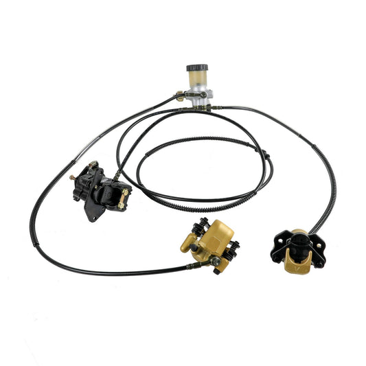 Go-kart hydraulic disc brake calipers and master cylinders are suitable for all-terrain vehicles with 125cc, 150cc, and 200cc engines.