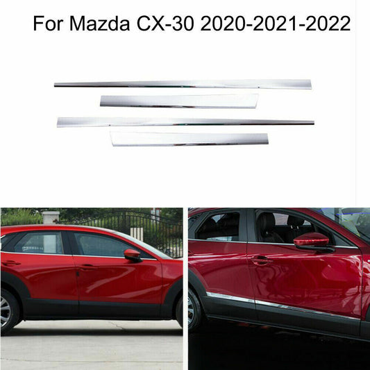 for Mazda CX-30 2020-22 ABS Chrome Body Door Side Sill Guard Molding Strip Trim