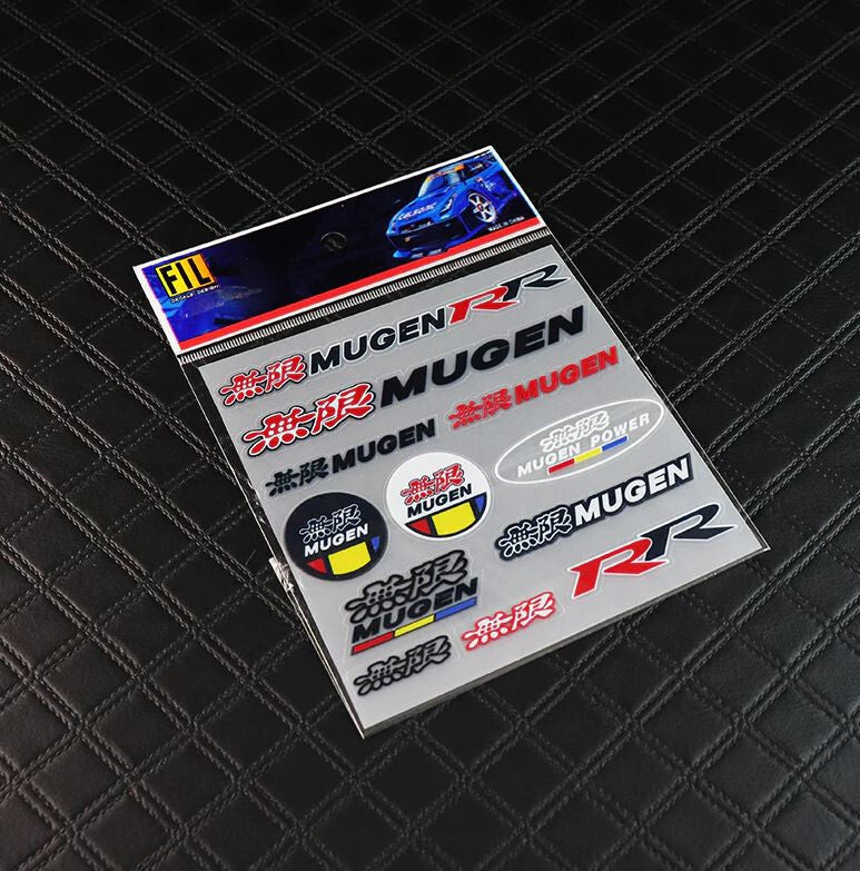 12-Piece Car Reflective Sticker Set Badge Decals Vynil Mugen for Honda