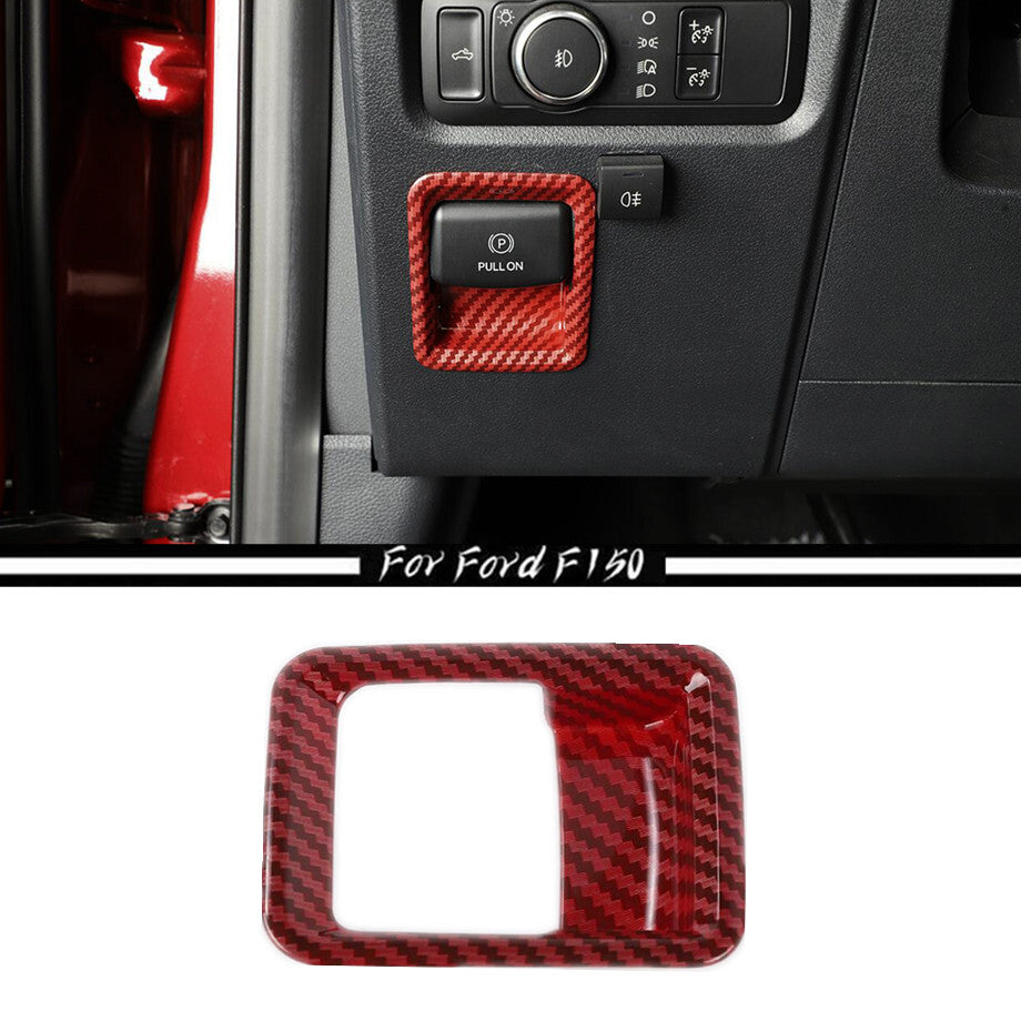 Car Handbrake Switch Cover Trim For F150 21-23 Accessories Red Carbon v