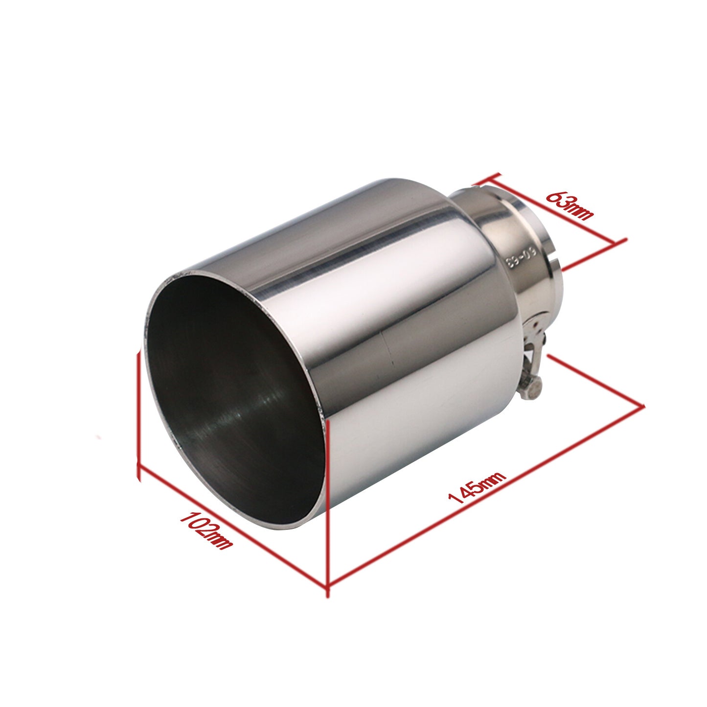 Sliver Universal 2.5'' Inlet 4'' OD Exhaust End Tips Clamp-on Pipe Tip 145mm
