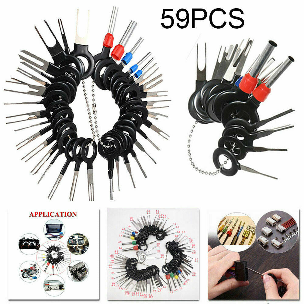 59Pcs Car Terminal Removal Tool Kit Extractor Depinning Key Pin Release Puller