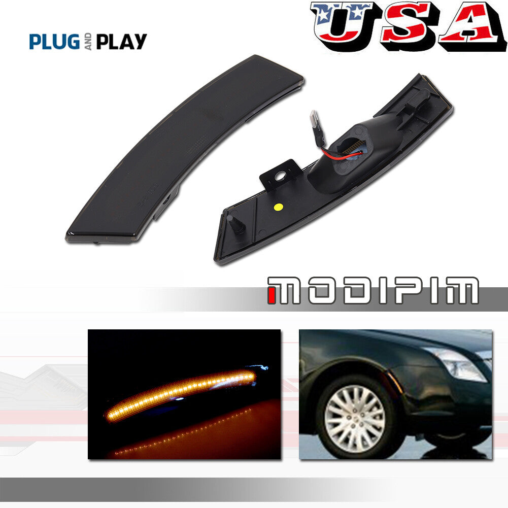 LED Side Marker Fender Lights Amber Smoked Lens For 2010 2011 2012 for Mercury Milan - v