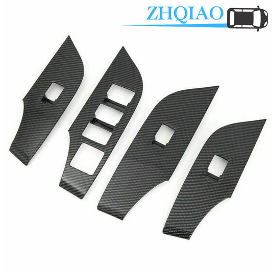 4pcs Carbon Fiber Door Armrest Cover Trim Accessories Fits for Toyota RAV4 2019-2020